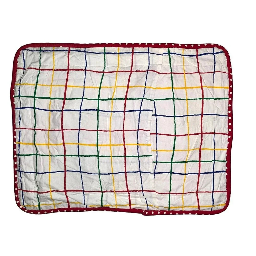 Vintage Pillow Sham Set With Applique Bear & Duck‎ Multicolored Cotton Barnyard